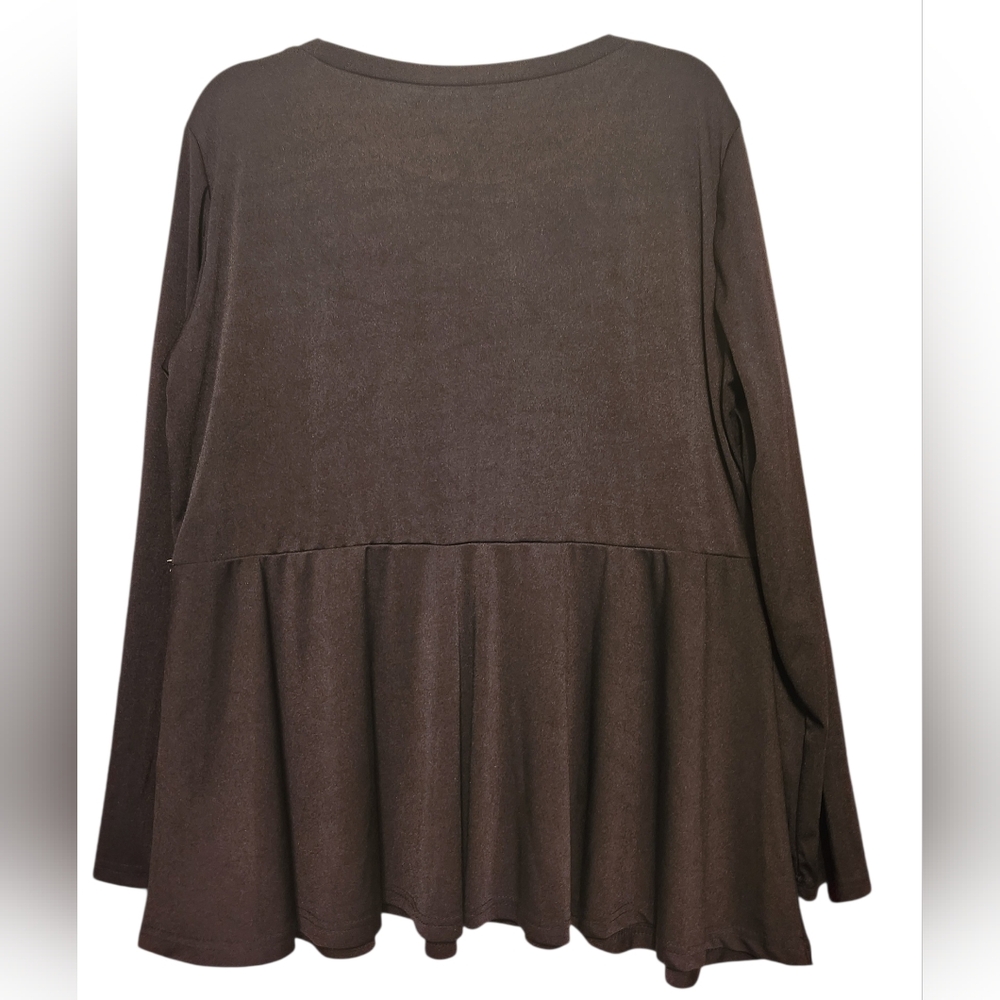 Rosegal Black Long Sleeve Blouse with White Lace Accent - Picture 2 of 6